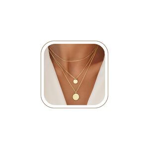 3PCS Layered Necklaces for Women - 14K Gold Plated Dainty Pendant